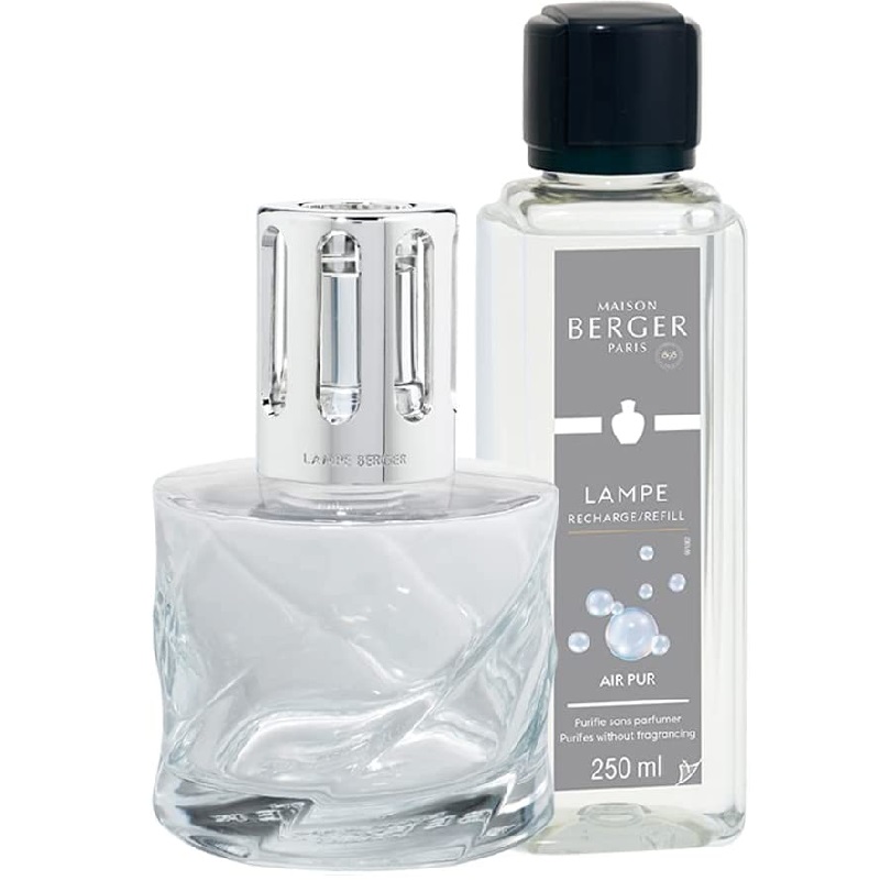 Coffret lampe diffuseur de parfum spirale transparente + 250 ml neutre - maison berger paris