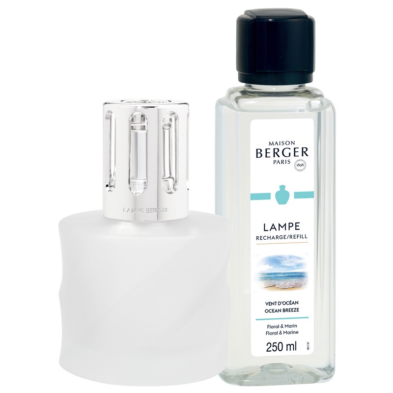 Coffret lampe diffuseur de parfum spirale givree + 250 ml vent d'ocean - maison berger paris