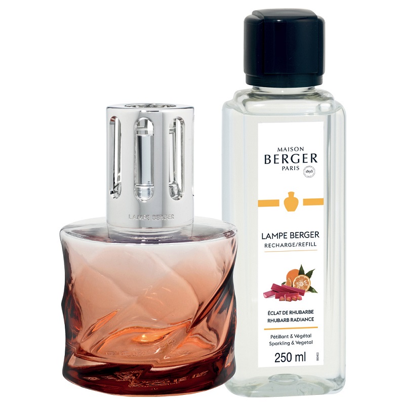 Coffret lampe diffuseur de parfum spirale rose ambree + 250 ml eclat de rhubarbe - maison berger paris