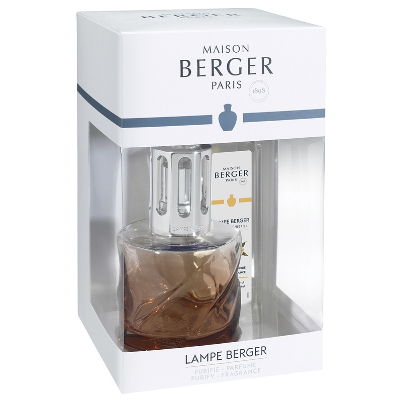 Coffret lampe diffuseur de parfum spirale rose ambree + 250 ml eclat de rhubarbe - maison berger paris