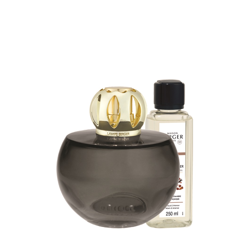 Coffret lampe berger holly gris mousse + poussière d'ambre 250ml - maison berger paris