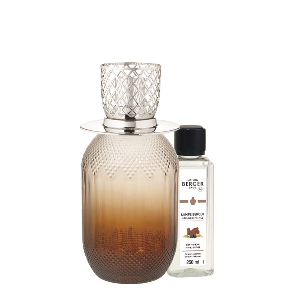 Coffret lampe berger evanescence fauve + recharges 250 ml cuir mystique - maison berger paris