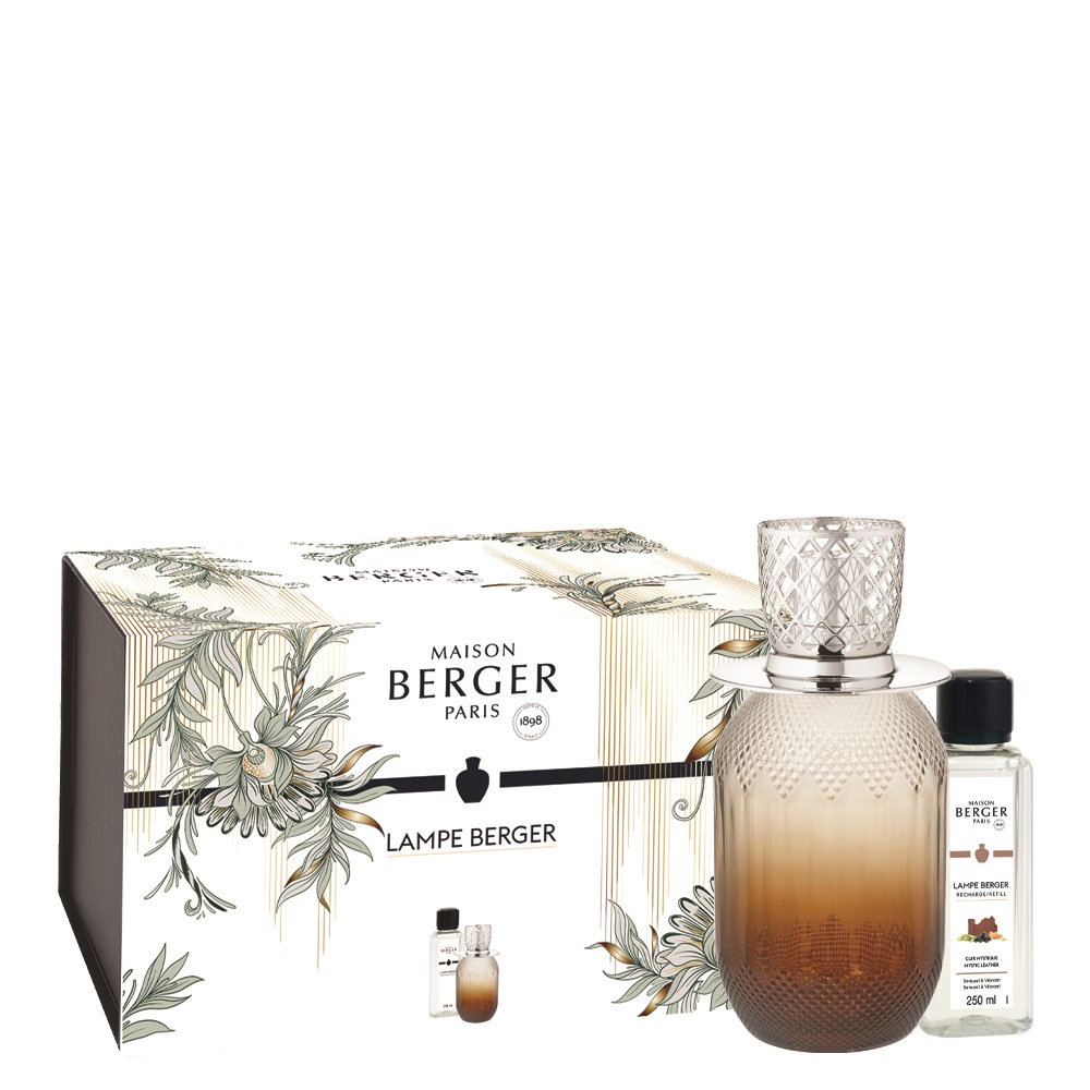 Coffret lampe berger evanescence fauve + recharges 250 ml cuir mystique - maison berger paris