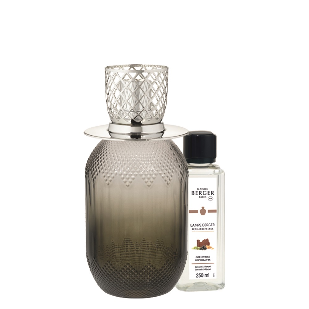 Coffret lampe berger evanescence grise + recharges 250 ml cuir mystique - maison berger paris