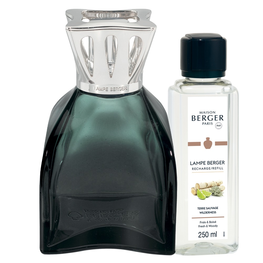 Coffret lampe diffuseur de parfum à catalyse lilly vert + 250ml terre sauvage - maison berger paris