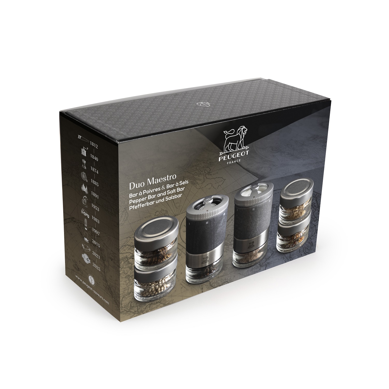 Maestro duo moulin à sel et moulin à poivre u'select avec réservoirs interchangeables - peugeot saveurs
