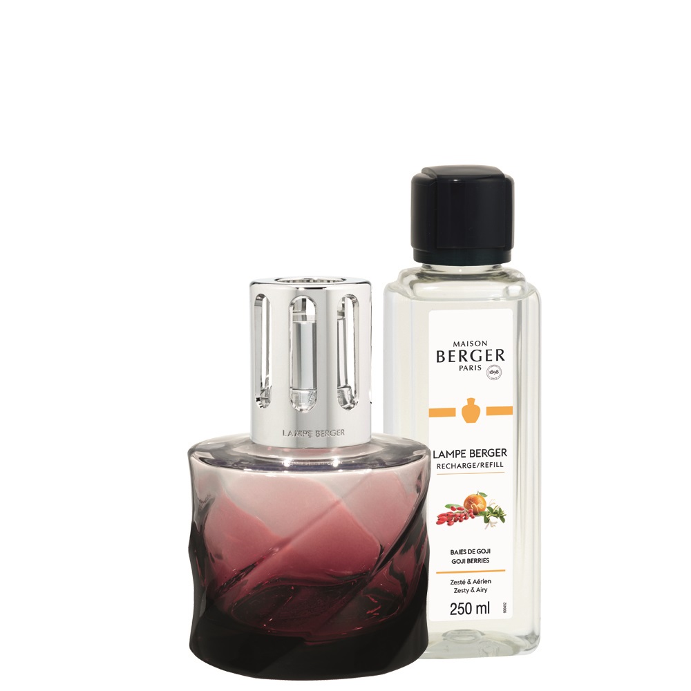 Coffret spirale rouge grenat lampe diffuseur de parfum à catalyse + 250ml vent d'océan - maison berger paris