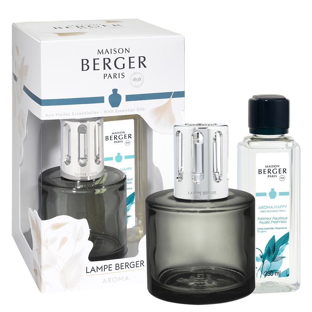 Coffret cadeau lampe à catalyse diffuseur de parfum aroma happy fraîcheur aquatique - maison berger paris