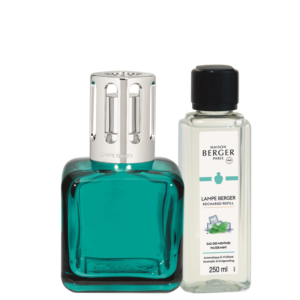 Coffret lampe berger glaçon summer verte + 250 ml eau de menthes diffuseur de parfum à catalyse - maison berger paris