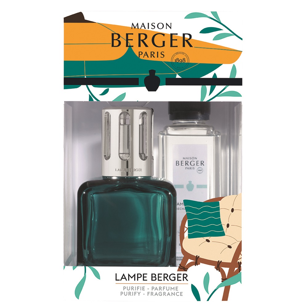 Coffret lampe berger glaçon summer verte + 250 ml eau de menthes diffuseur de parfum à catalyse - maison berger paris