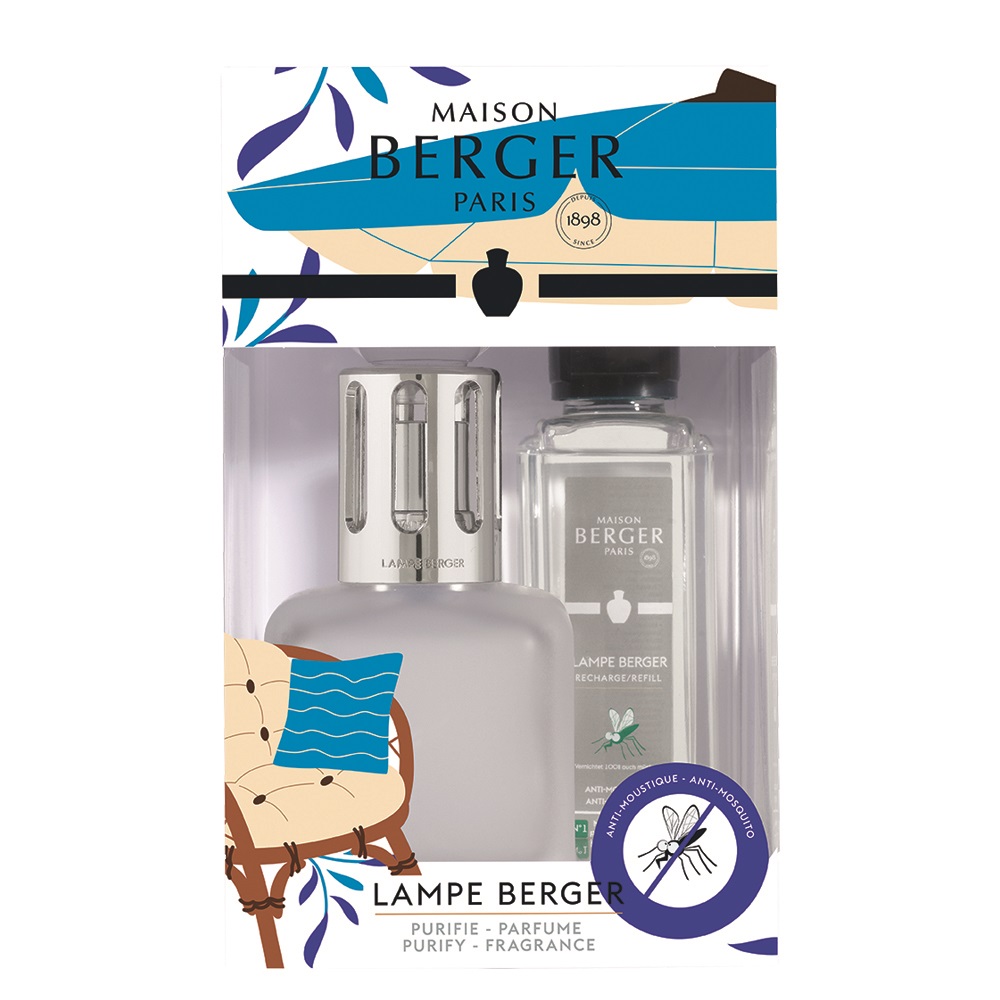 Coffret lampe berger glaçon givrée + 250 ml anti-moustique diffuseur de parfum à catalyse - maison berger paris