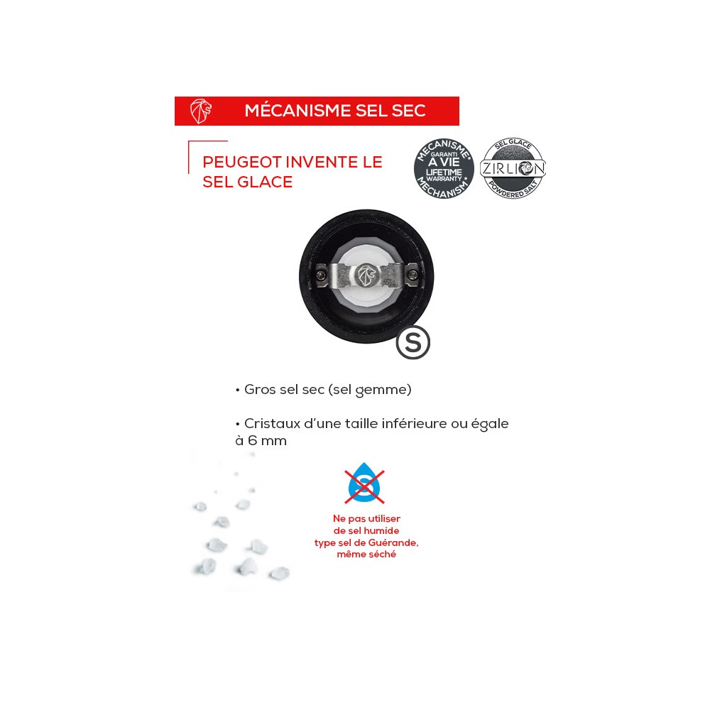 Moulin à sel manuel en bois, boréal rose pétale,12 cm - peugeot saveurs