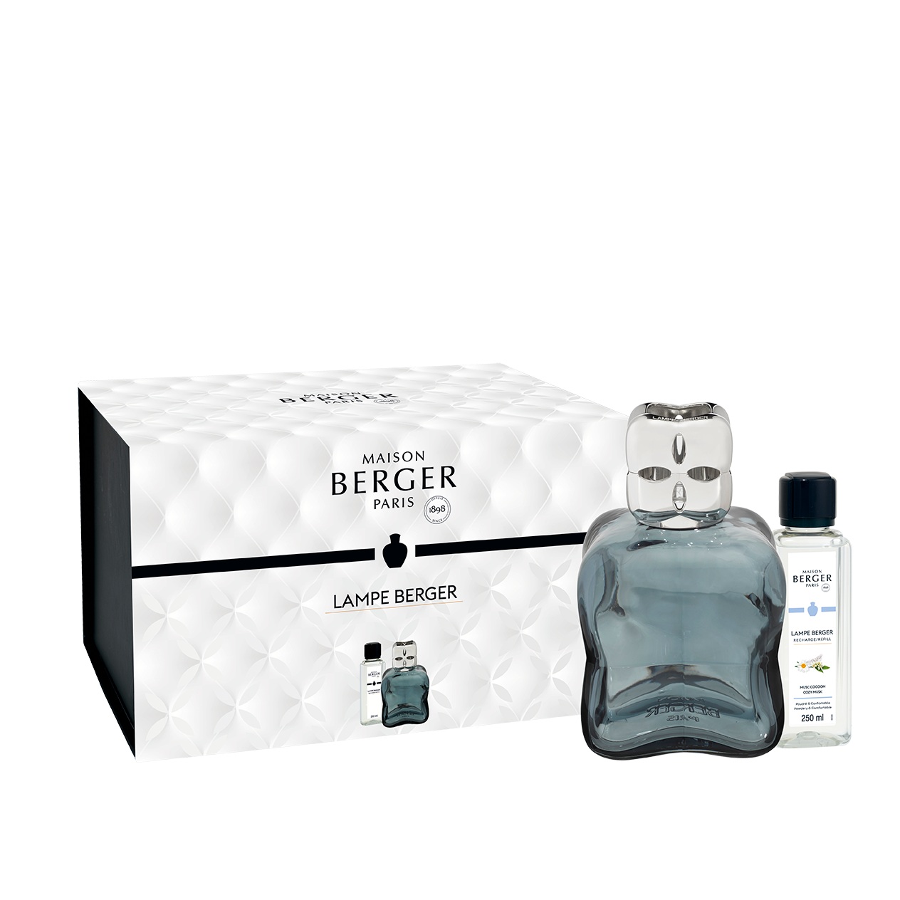 Cosy bleue, coffret lampe berger diffuseur de parfum à catalyse + musc cocoon - maison berger paris