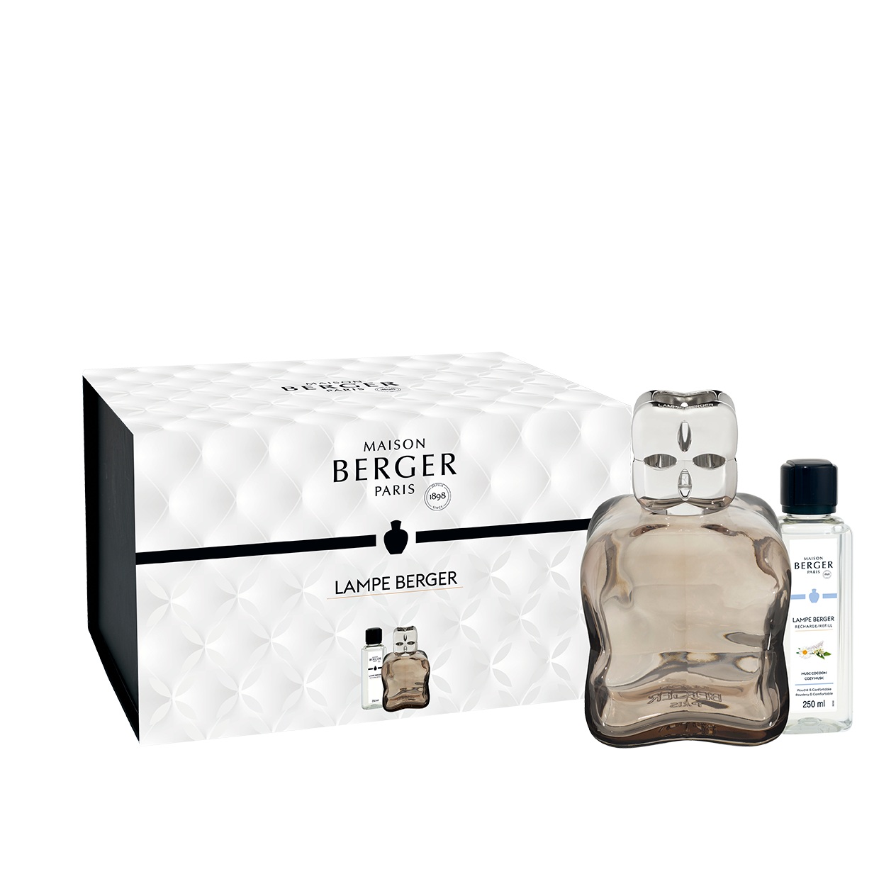 Cosy marron, coffret lampe berger diffuseur de parfum à catalyse + musc cocoon - maison berger paris