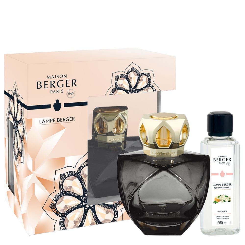 Eternity noire, coffret lampe berger diffuseur de parfum à catalyse + lady flower - maison berger paris