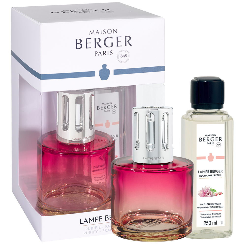 Pure rose, coffret lampe berger diffuseur de parfum à catalyse + sous les magnolias 250ml - maison berger paris