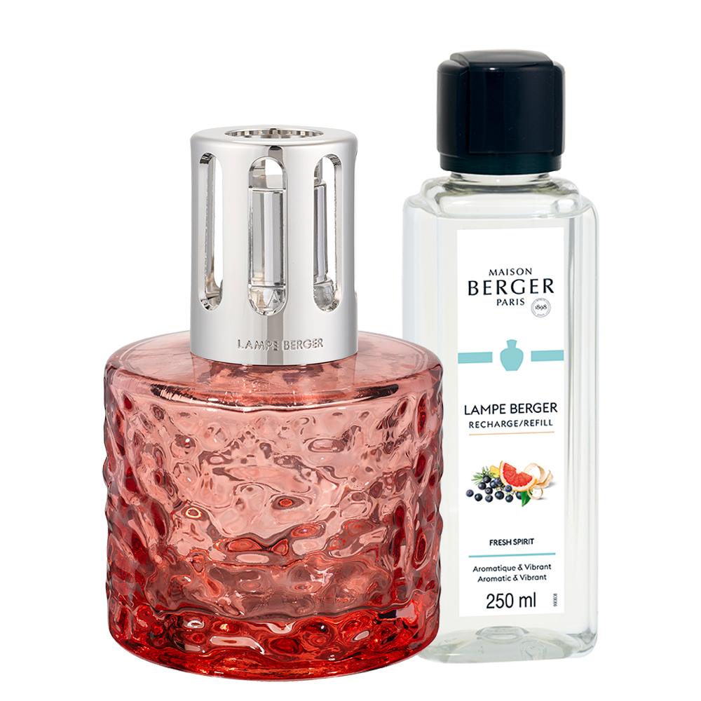 Mirage estivale corail, coffret lampe berger diffuseur de parfum à catalyse + fresh spirit - maison berger paris