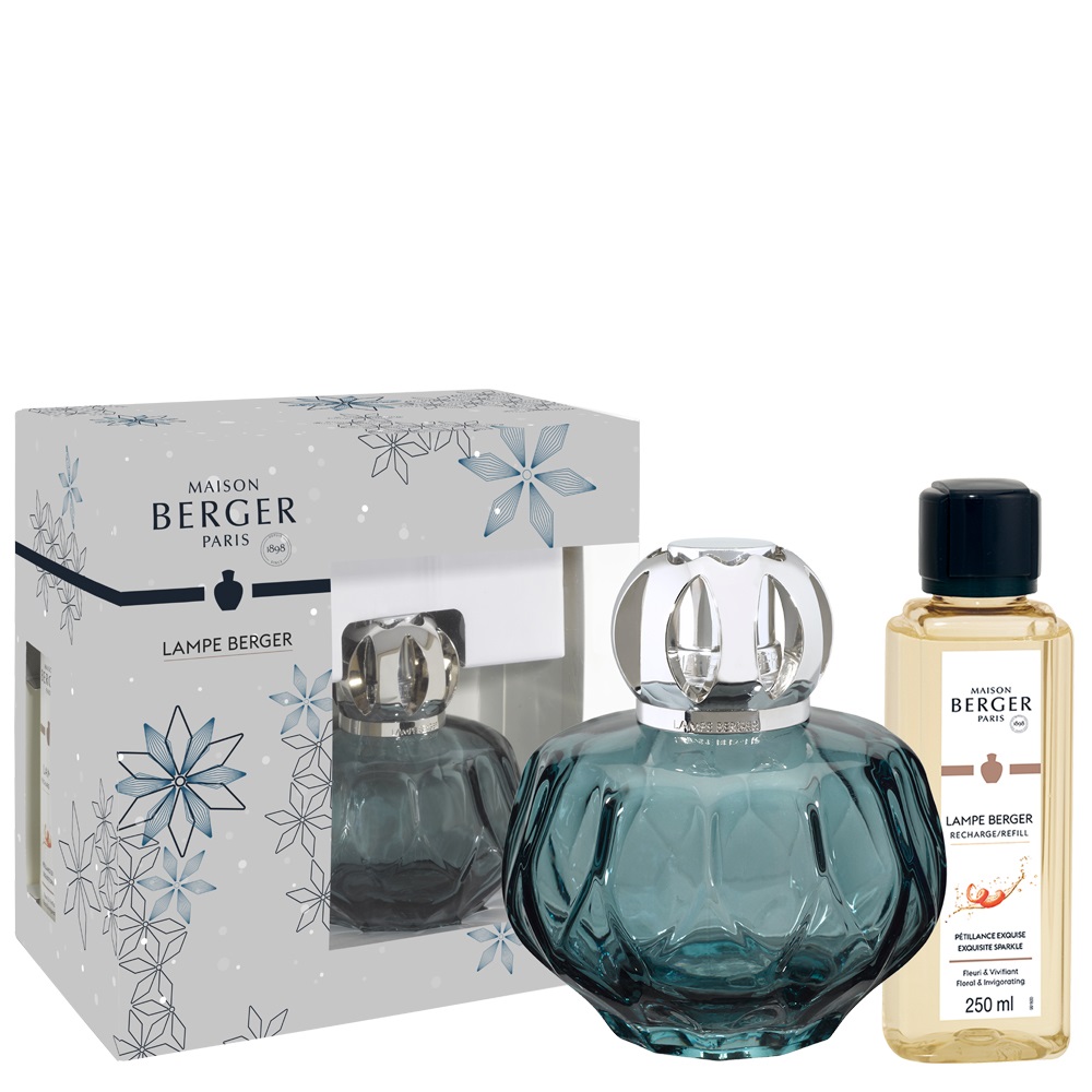 Coffret lampe berger rosalie bleue diffuseur à catalyse + 250ml pétillance exquise - maison berger paris