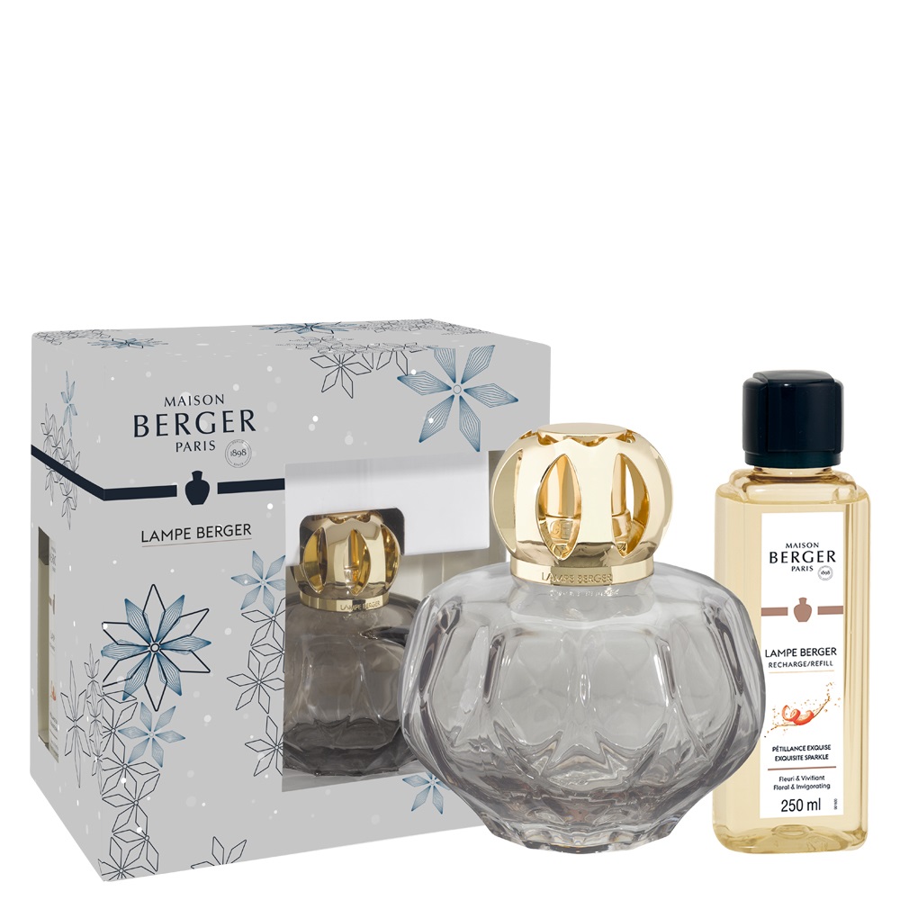 Coffret lampe berger rosalie grise diffuseur à catalyse + 250ml pétillance exquise - maison berger paris