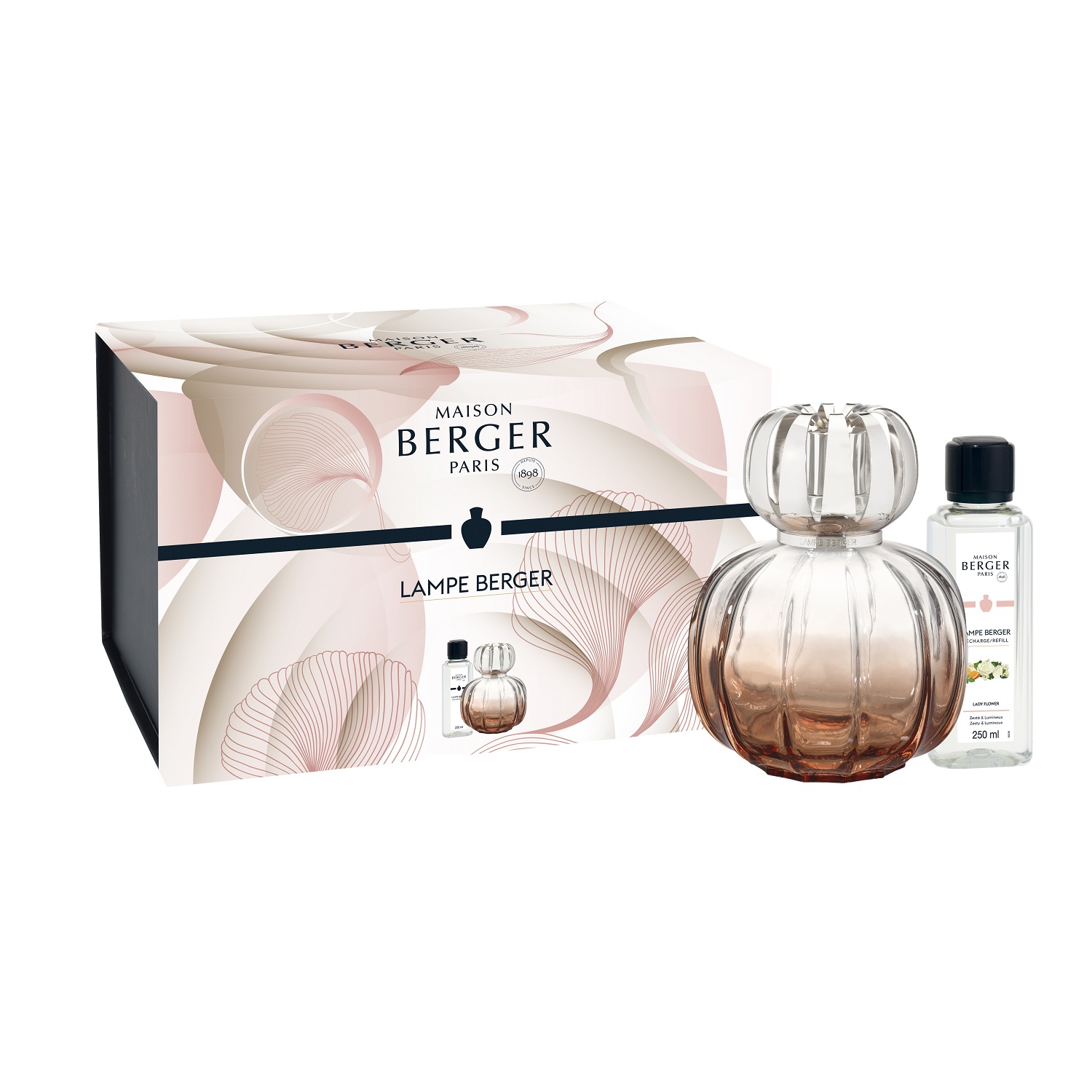Coffret lampe berger corali rose diffuseur à catalyse + 250ml lady flower - maison berger paris