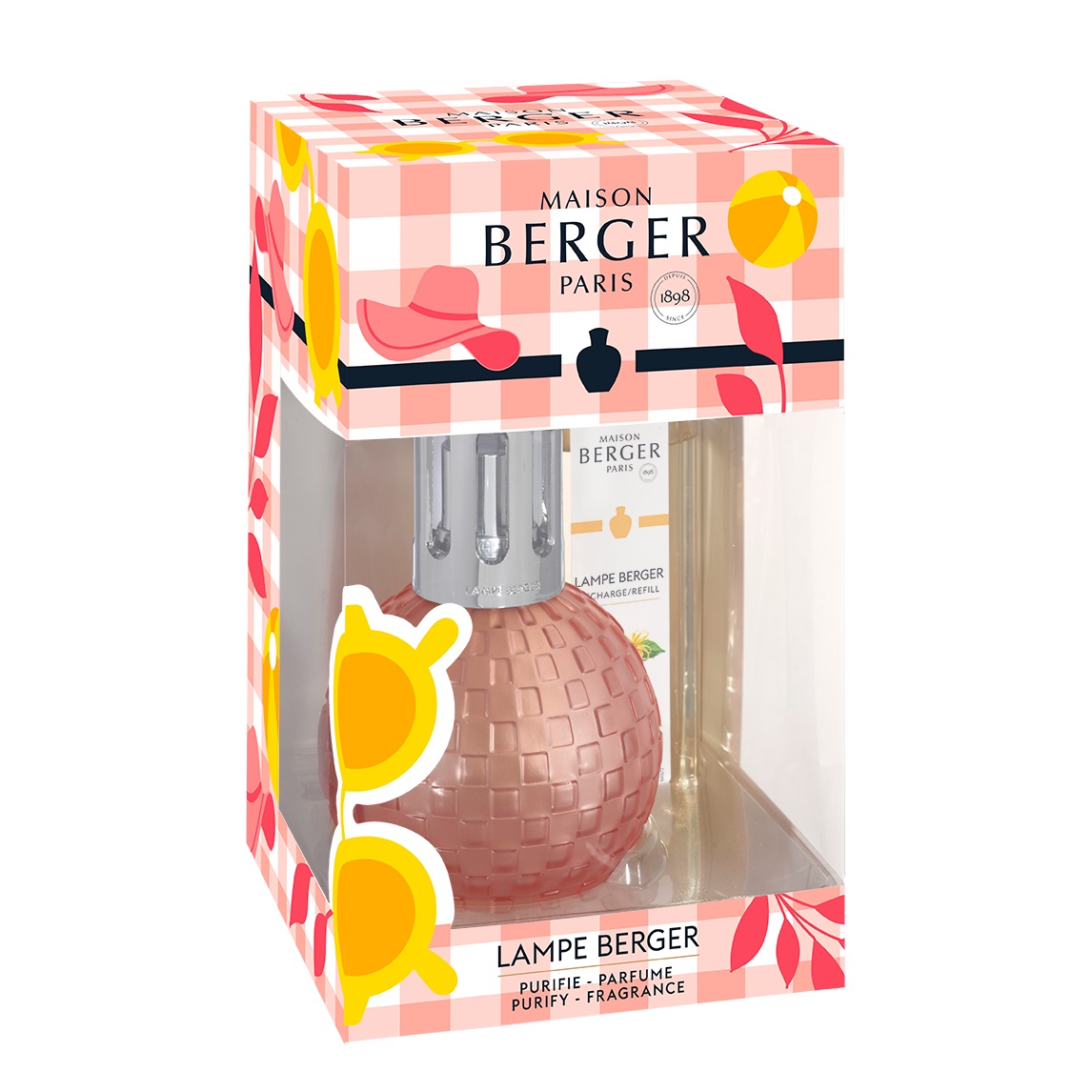 Coffret lampe berger disco estivale pêche givrée + 250ml soleil fruité - maison berger paris