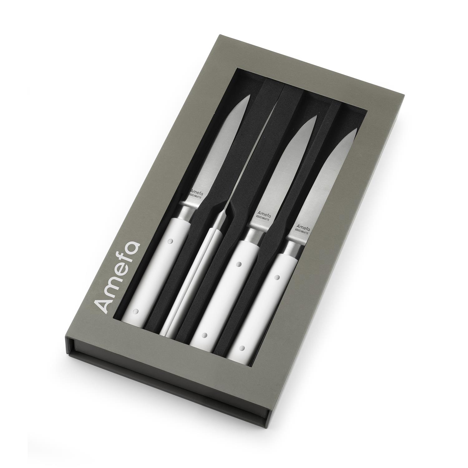 Fusion - coffret 4 couteaux steak - blanc - amefa