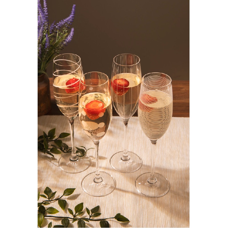 Lot de 4 flutes a champagne taillees cheers mikasa - kitchencraft
