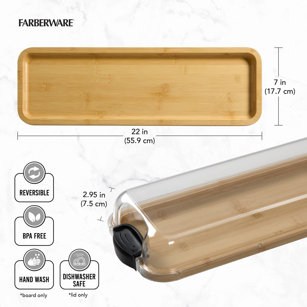 Plateau en bambou planche apéro transportable build-a-board de farberware, 17,5 x 56 cm - kitchencraft