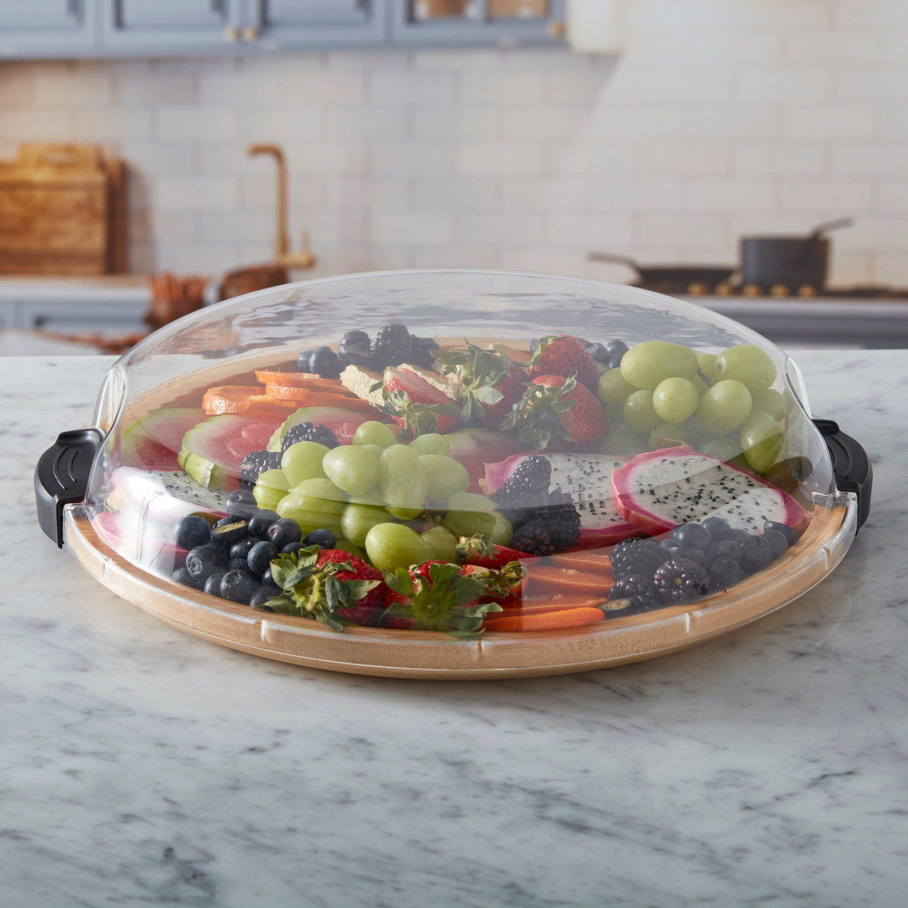 Plateau snack ronde en bambou transportable build-a-board de farberware, ø35,5 cm - kitchencraft