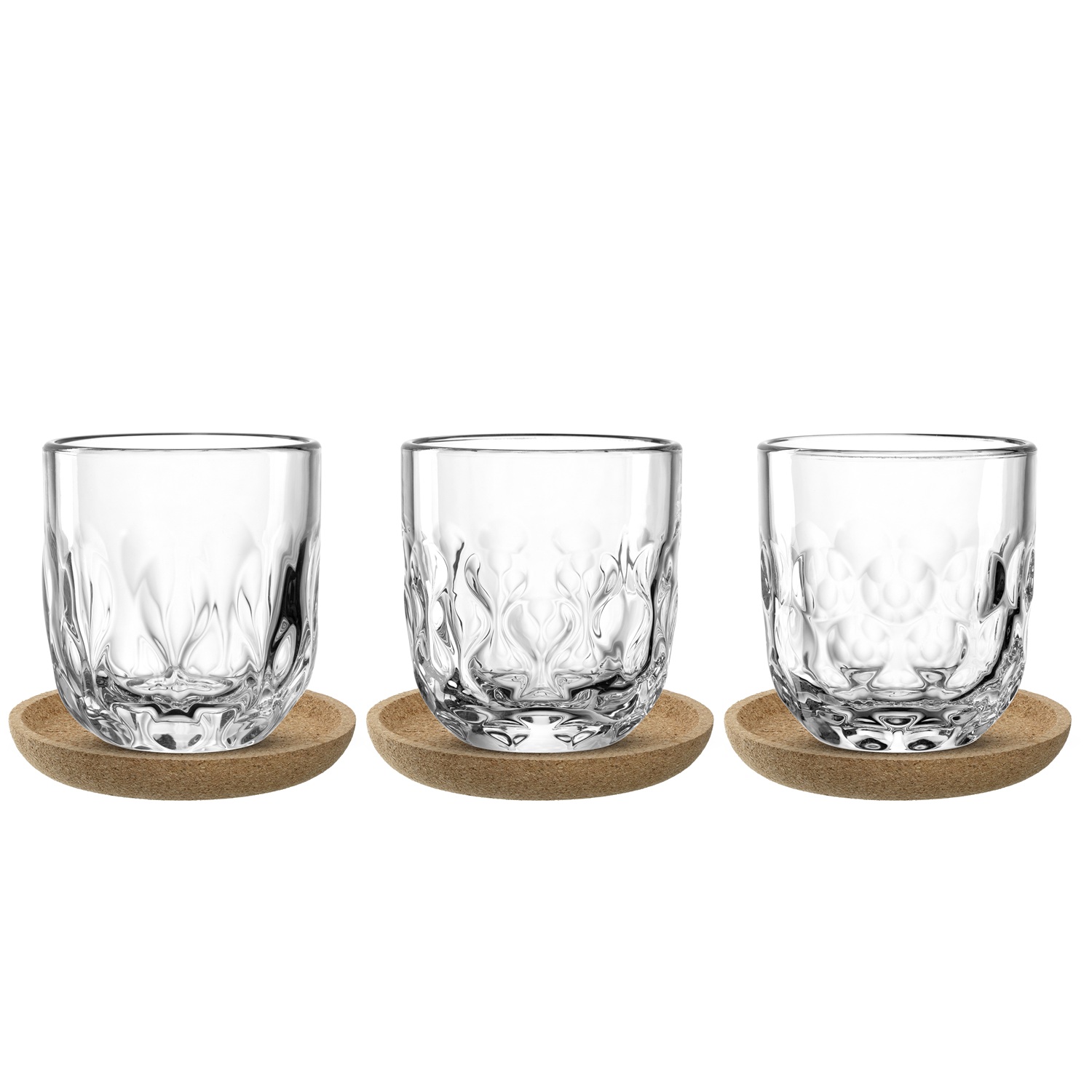 Lot de 3 verres à expresso gocce avec sous verre en liège 215 ml - leonardo