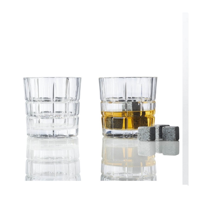 Spiritii lot de 2 verres a whisky tailles avec 8 glacons en ceramique - leonardo