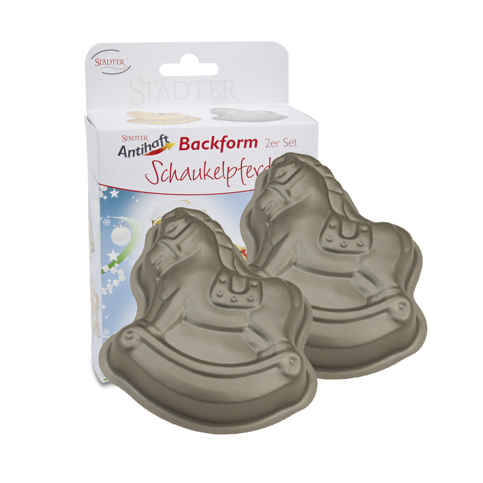 Lot de 2 moules a patisserie anti adherent cheval a bascule 11 cm - stadter