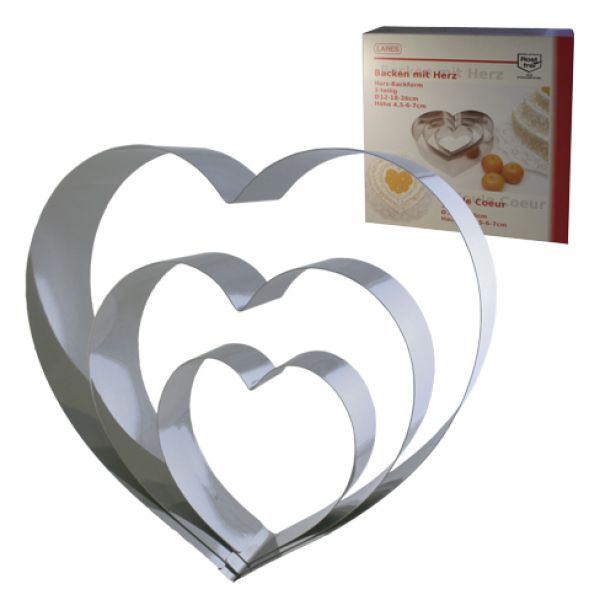 Serie de 3 cercles coeurs a entremets diam 12/ 18/26 hauteur 7 cm - lares
