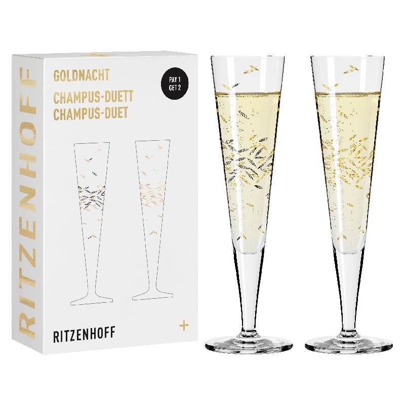 Lot de 2 verres a champagne goldnacht 2022 - ritzenhoff