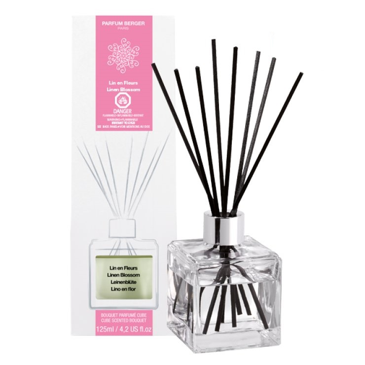 Bouquet cube brins parfumes 100 ml lin en fleur- maison berger paris