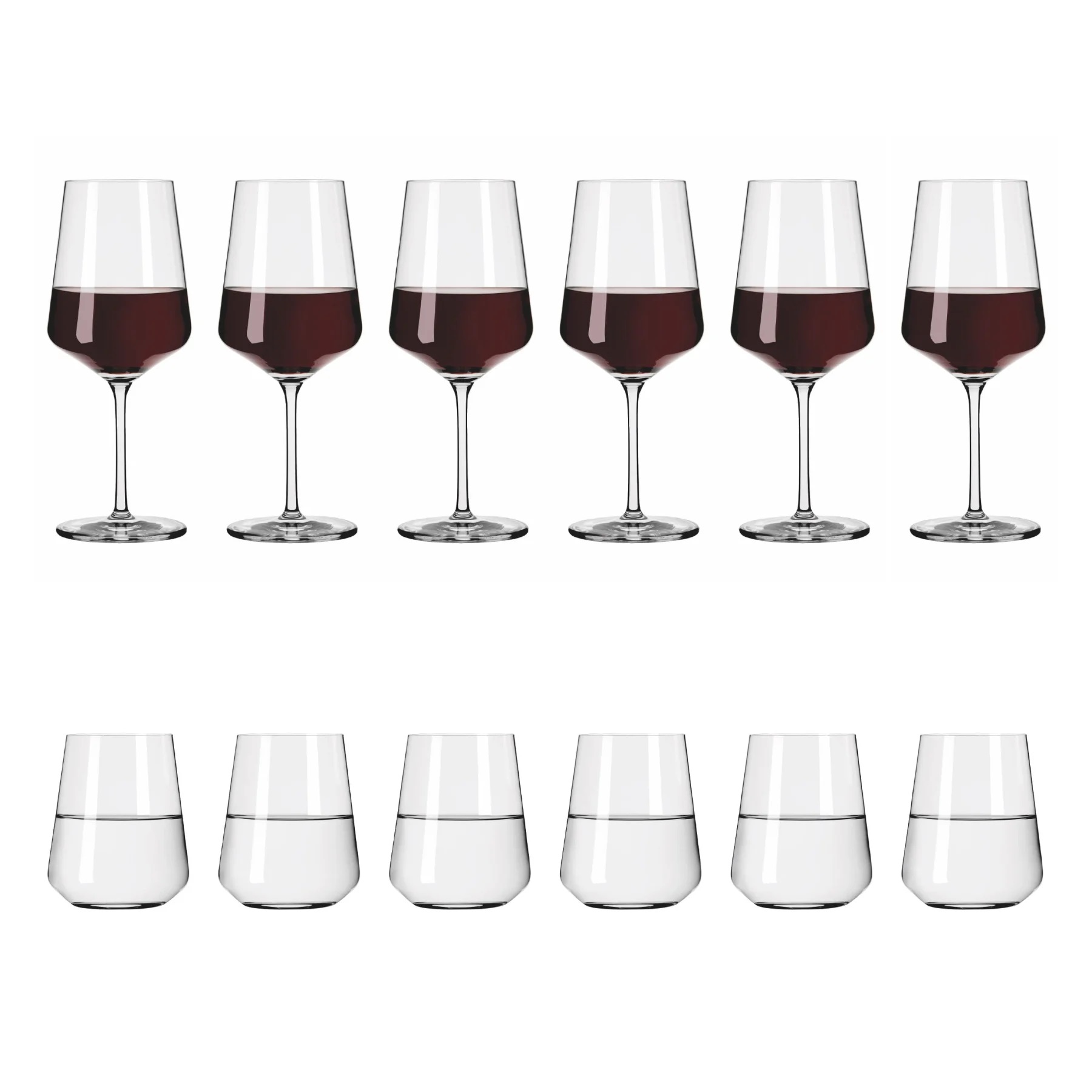 Lot de 12 verres - 6 gobeletes à eau et 6 verrres à vin, lichtweiss julie - ritzenhoff