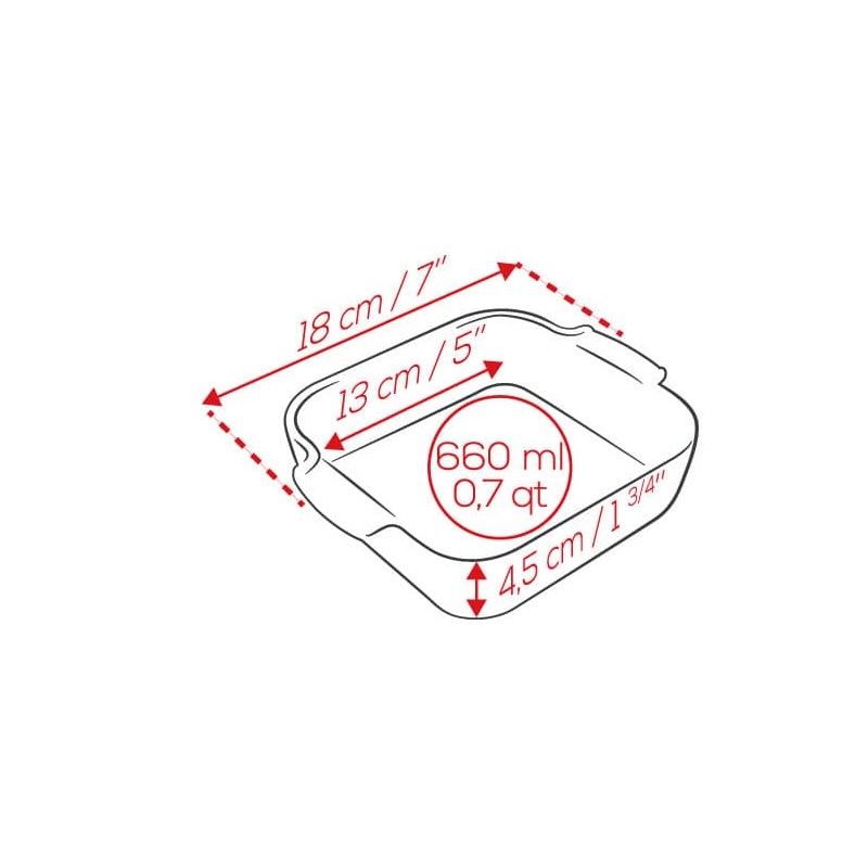 Plat four céramique individuel carré rouge 18 cm - appolia