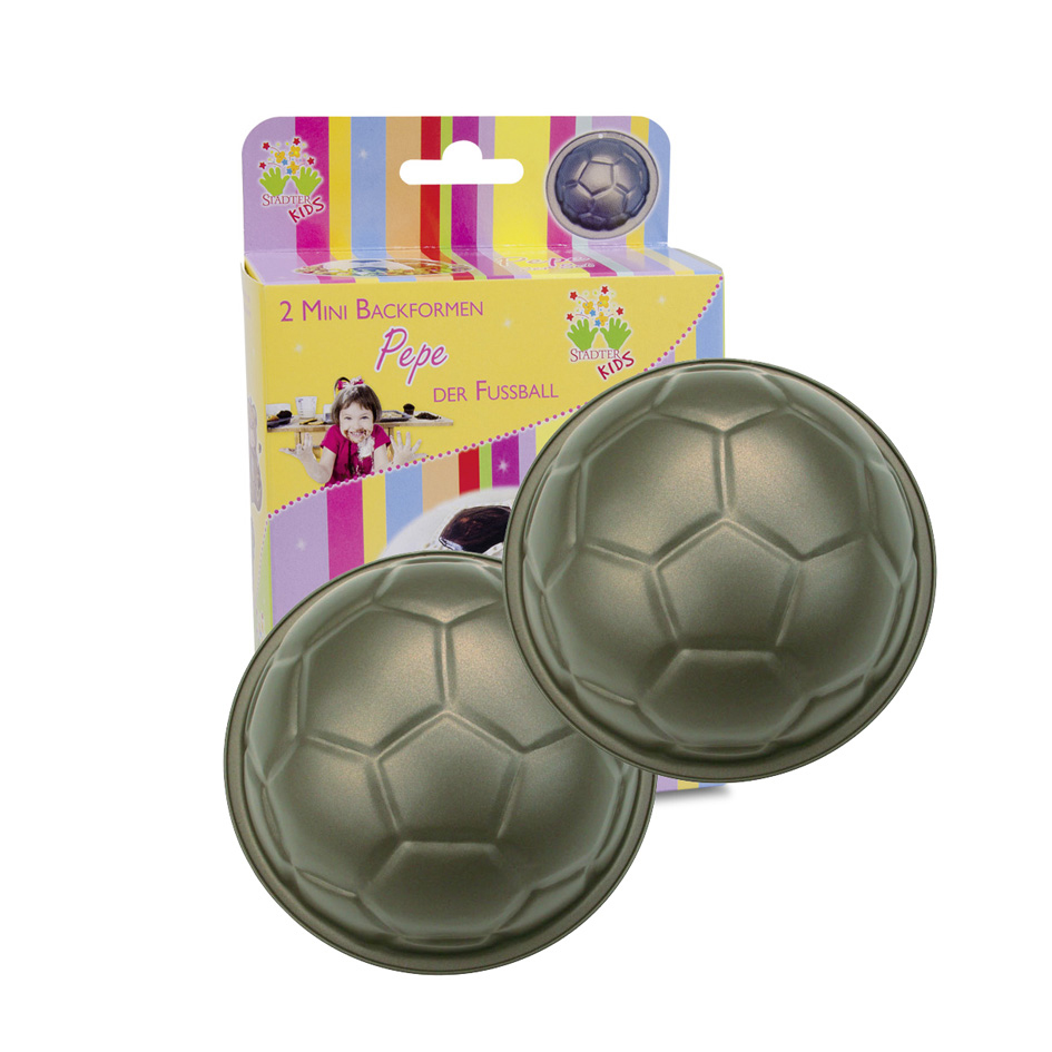 Lot de 2 moules a patisserie anti adherent ballon de foot 8 cm - stadter