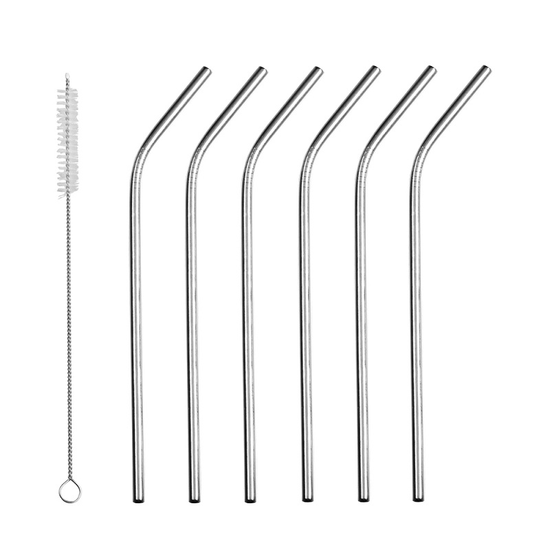 Lot de 6 pailles en inox et une brosse de nettoyage - table et passion