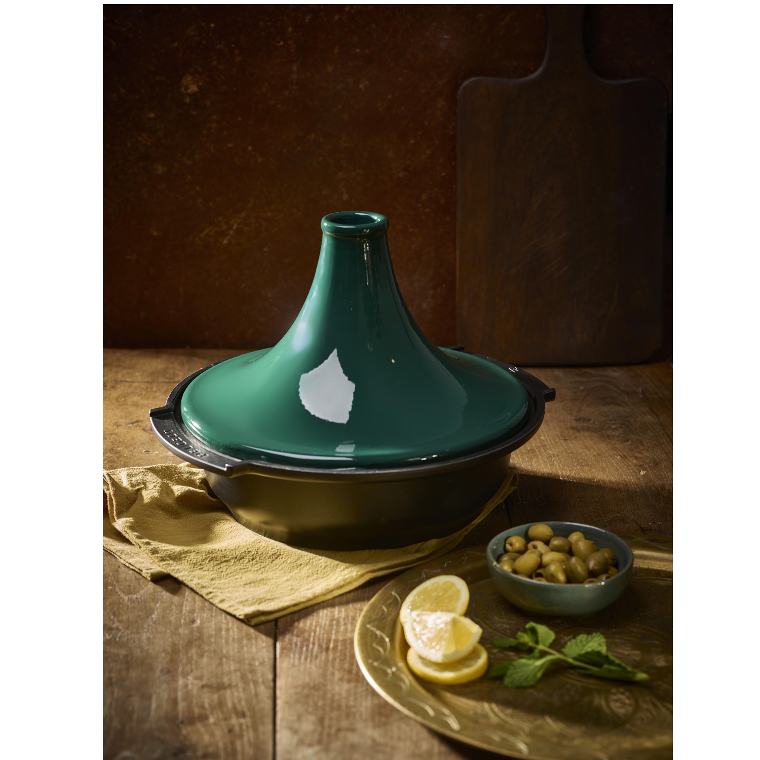 Plat à tajine induction dôme en céramique 30 cm vert forêt - peugeot saveurs