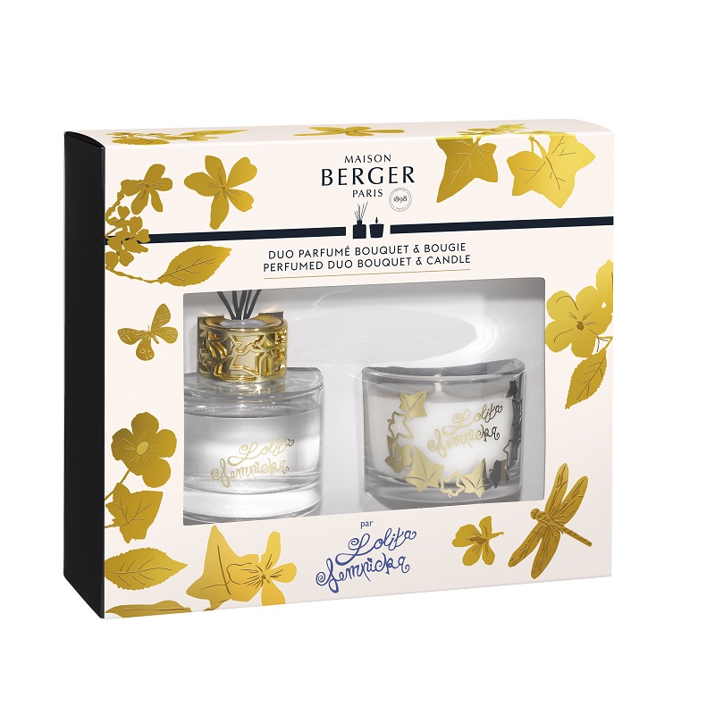 Coffret duo mini bouquet et bougie parfumee lolita lempicka transparent- maison berger paris