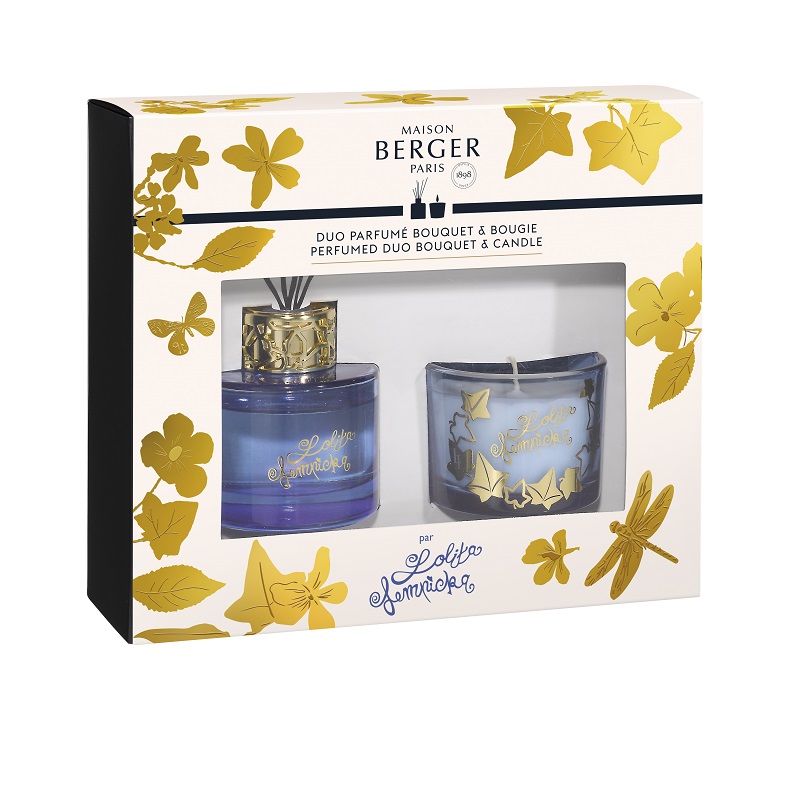 Coffret duo mini bouquet et bougie parfumee lolita lempicka parme - maison berger paris