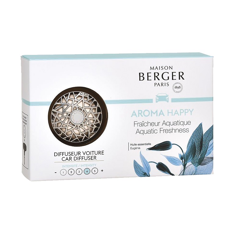 Diffuseur voiture aroma happy parfum fraicheur aquatique - maison berger paris