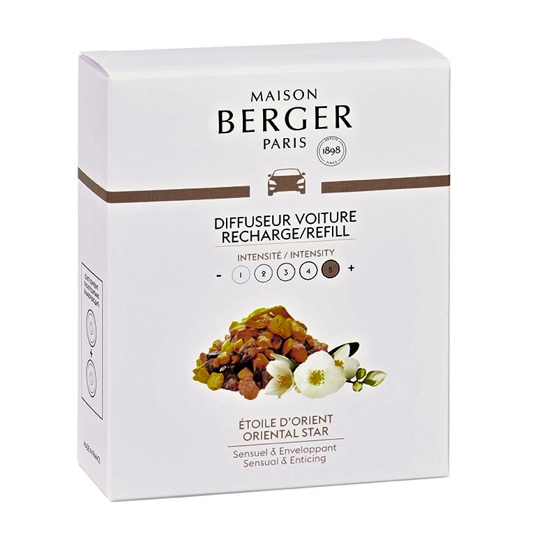 Lot de 2 recharges pour diffuseur voiture parfum etoile d'orient - maison berger paris