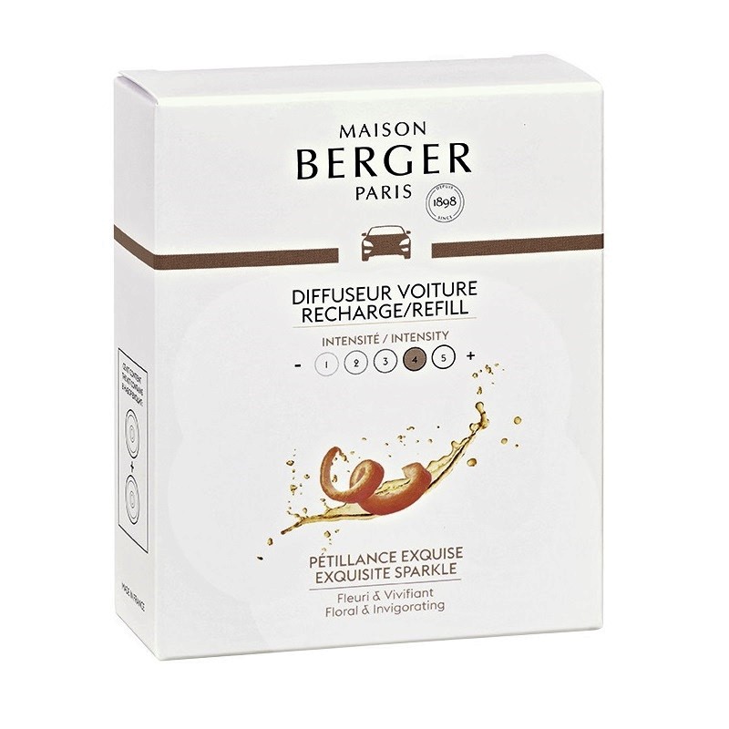 Lot de 2 recharges pour diffuseur voiture parfum petillance exquise - maison berger paris