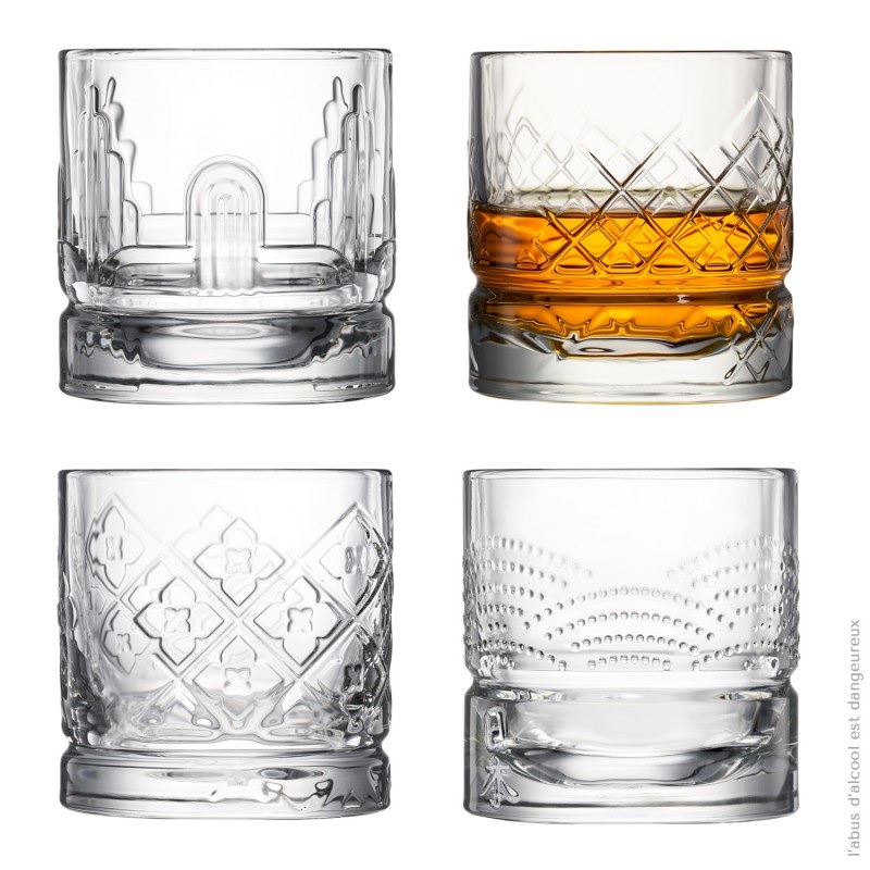 Lot de 4 verres à whisky dandy assortis 30 cl - la rochere