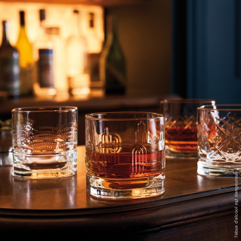 Lot de 4 verres à whisky dandy assortis 30 cl - la rochere