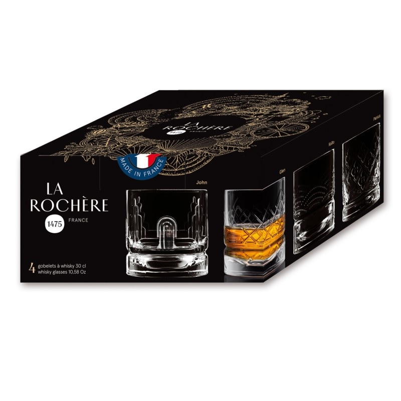 Lot de 4 verres à whisky dandy assortis 30 cl - la rochere