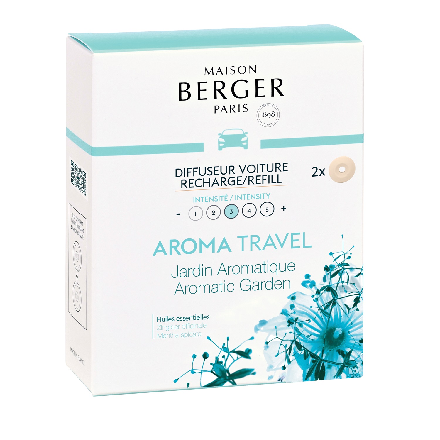 Lot de 2 recharges diffuseur voiture aroma travel - maison berger paris