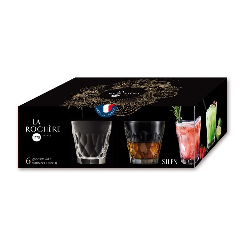 Lot de 6 gobelets à eau silex 29 cl - la rochere